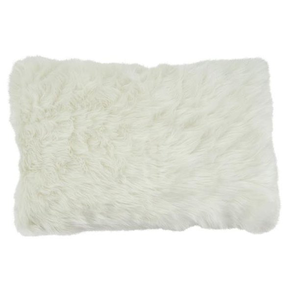 Saro Lifestyle SARO 110.W1220BC 12 x 20 in. Oblong Throw Pillow Cover with White Faux Fur Design 110.W1220BC